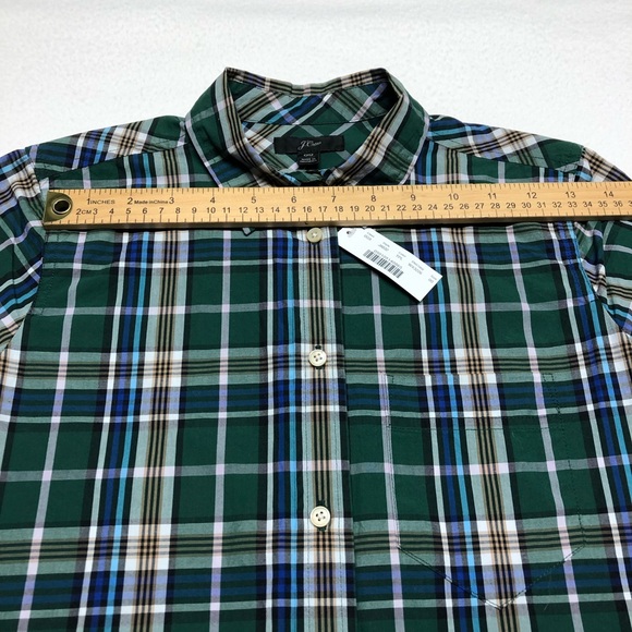 J Crew Shirt XS Womens Button Up Plaid Long Sleeve Blouse Green Casual Cotton - Picture 10 of 15